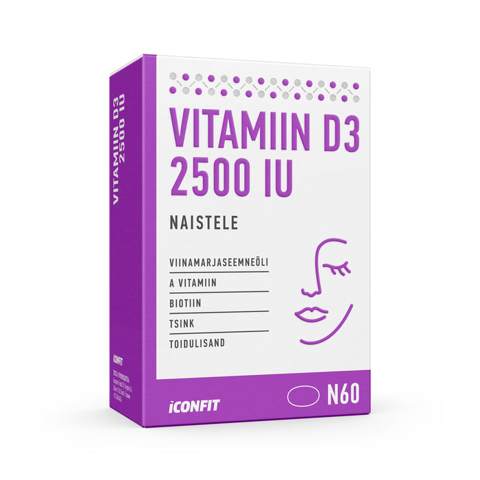 ICONFIT D3-vitamiin naistele 2500 IU (60 kapslit)